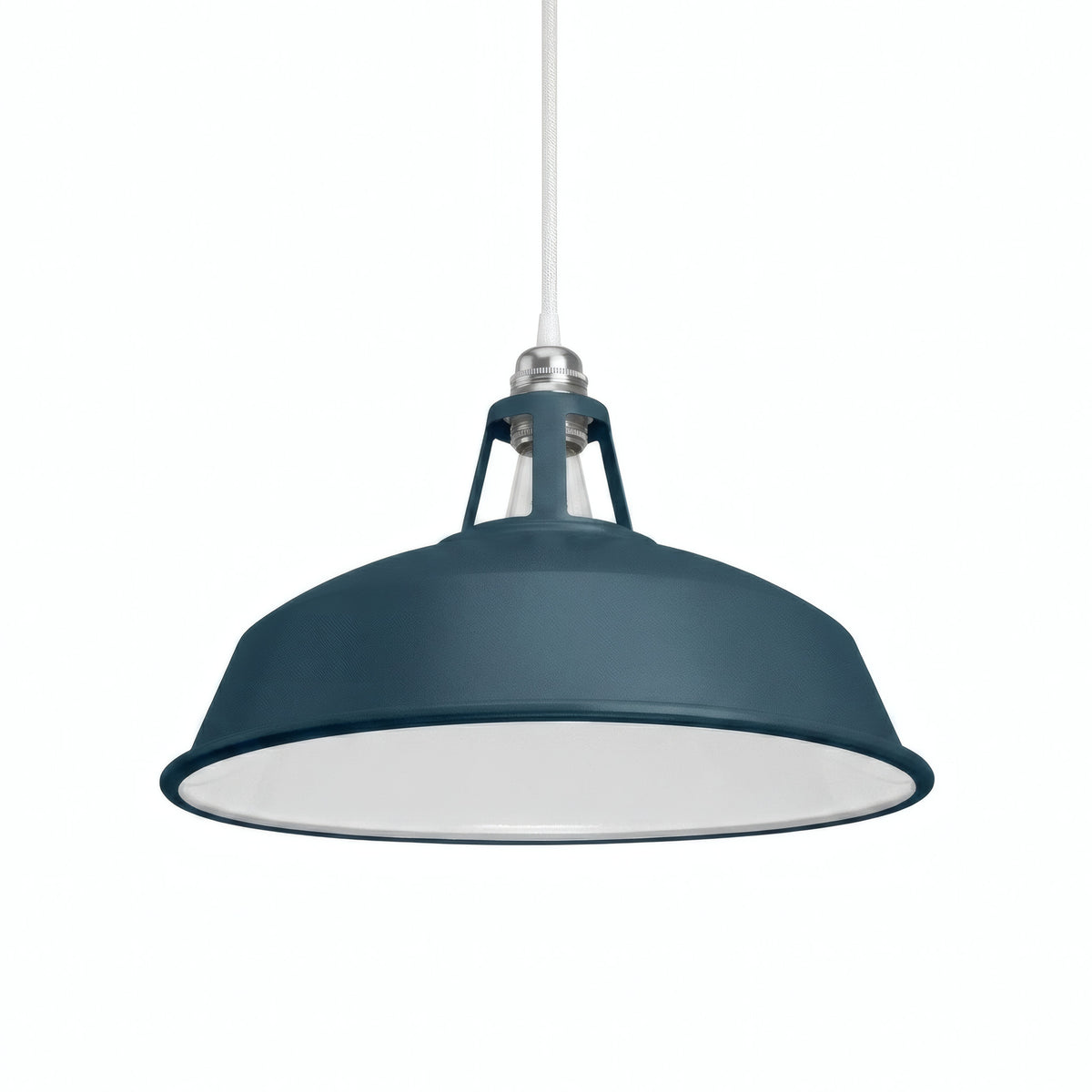 Pantalla de campana esmaltada Ø 38 cm para portalámparas E27 — Azul petróleo