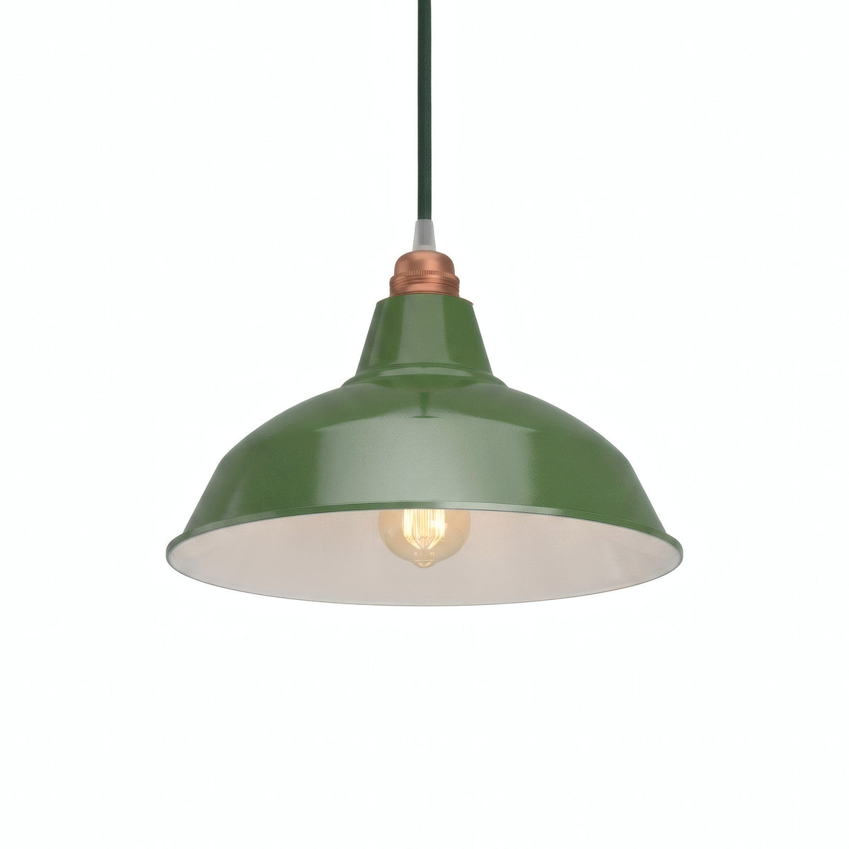 Pantalla cónica de metal Ø 30 cm para portalámparas E27 — Verde