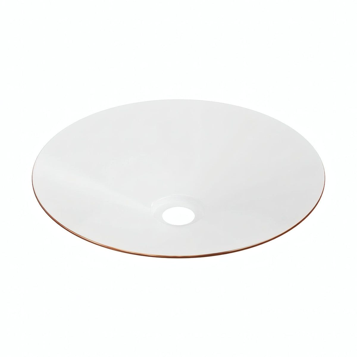 Pantalla plana esmaltada Ø 30 cm para portalámparas E27 — Blanco y cobre satinado