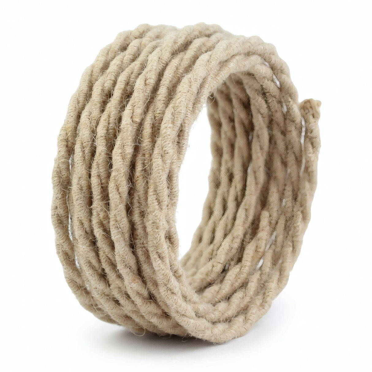 Cable eléctrico textil de yute trenzado - foto de producto sobre fondo blanco 4