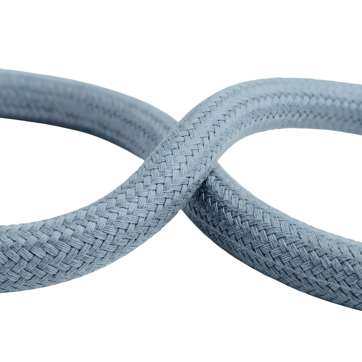 Cable textil redondo de algodón – Azul océano, rollo en primer plano