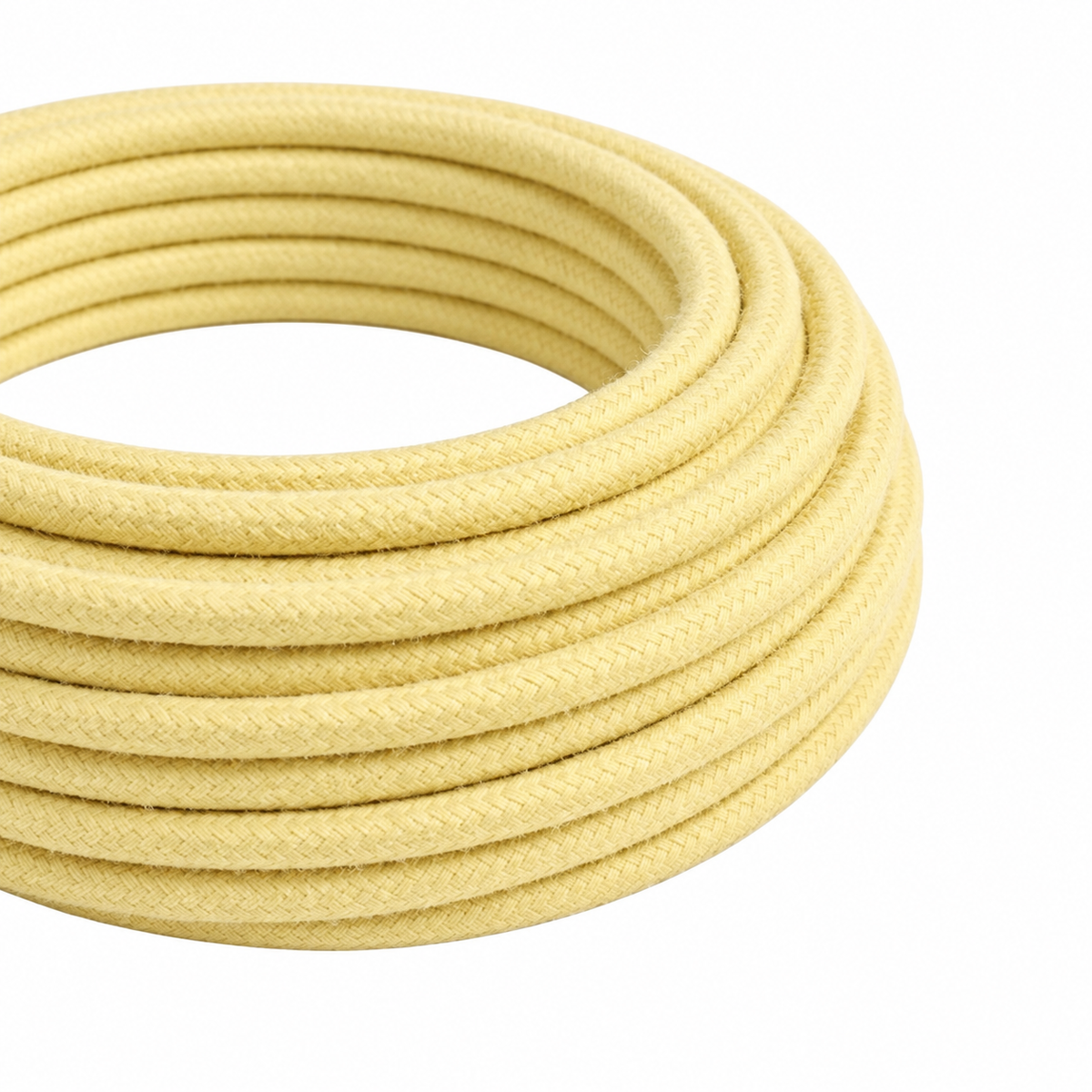 Cable eléctrico textil redondo, algodón amarillo pastel — vista 1
