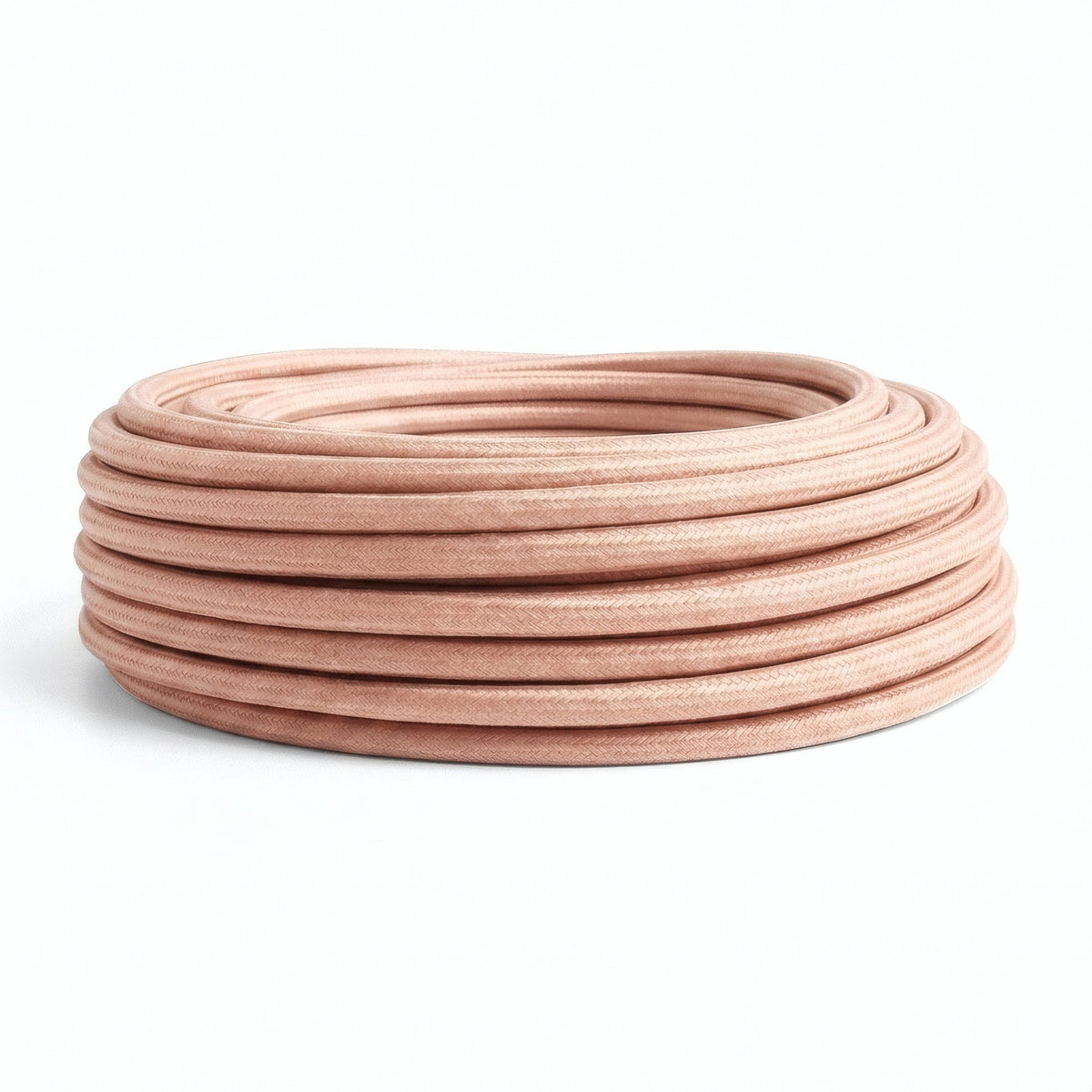 Cable textil redondo de algodón – Salmón, foto sobre fondo blanco (2/2)