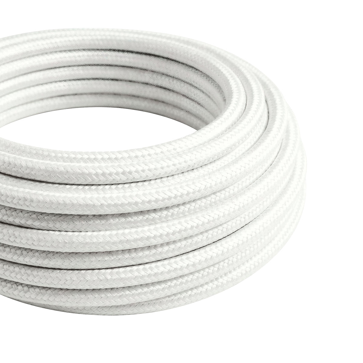 Cable textil redondo efecto seda – Blanco óptico