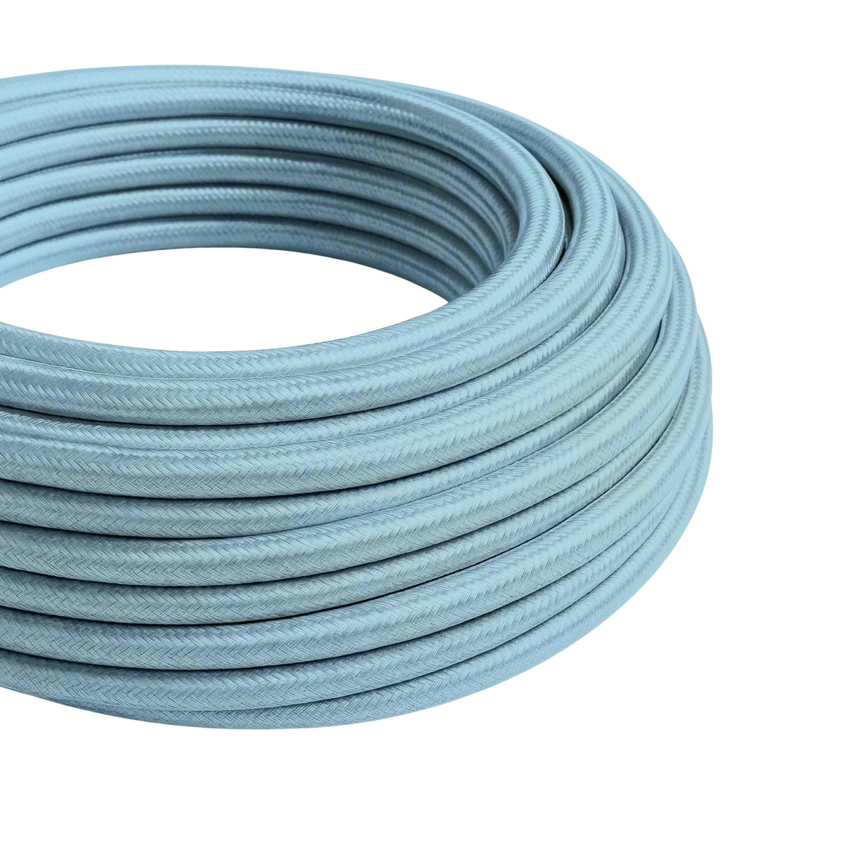 Cable textil redondo efecto seda – Azul cielo