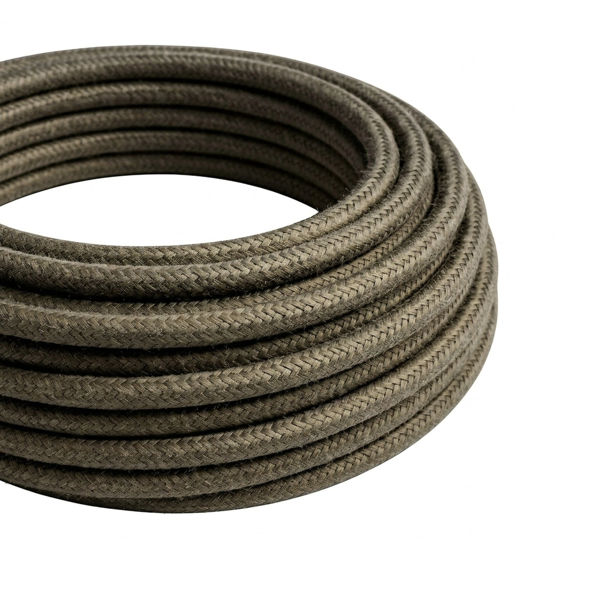 Cable textil redondo efecto seda – Gris oscuro