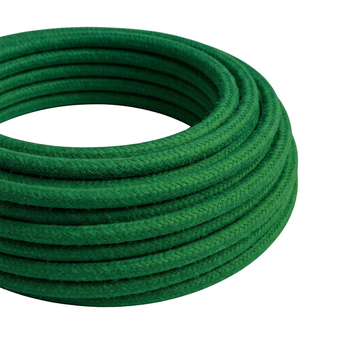 Cable textil redondo efecto seda – Verde bosque