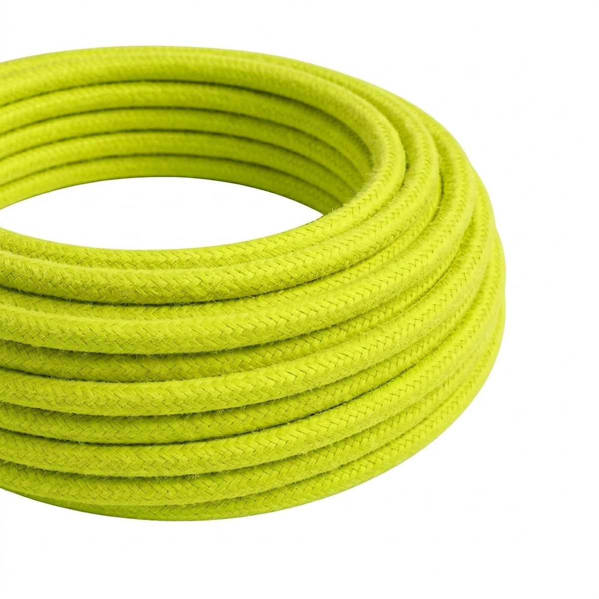 Cable textil redondo efecto seda flúor – Amarillo