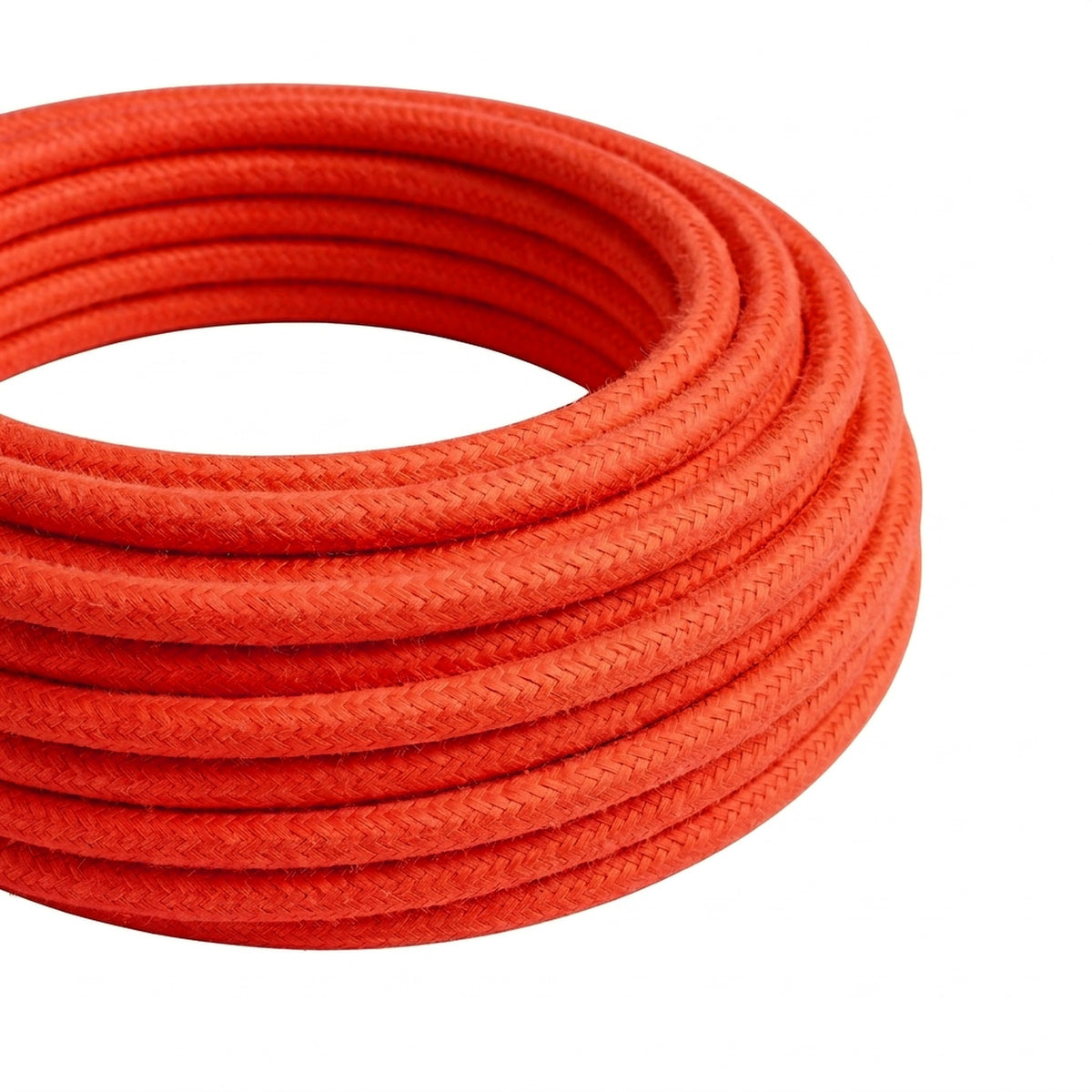 Cable textil redondo efecto seda flúor – Naranja