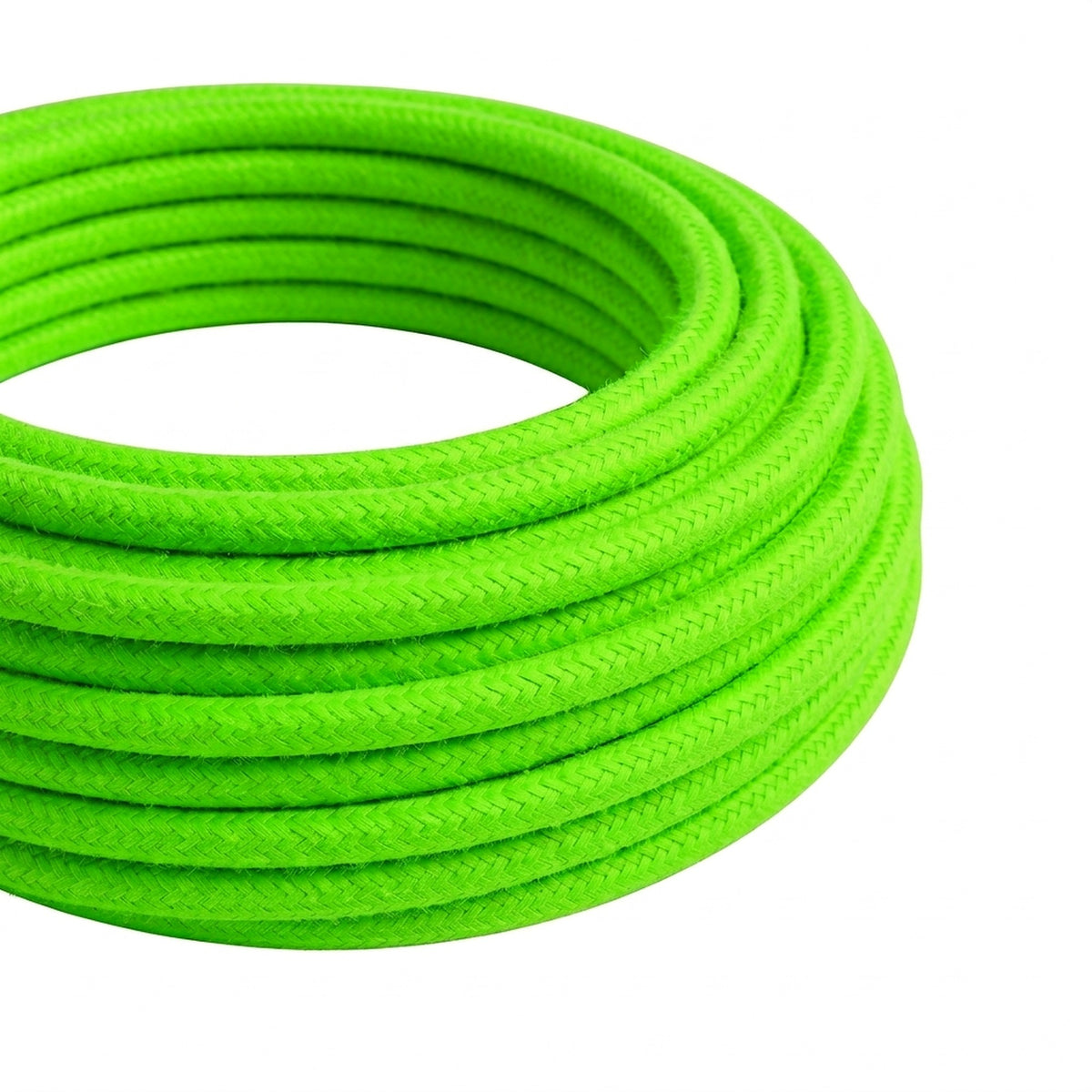 Cable textil redondo efecto seda flúor – Verde