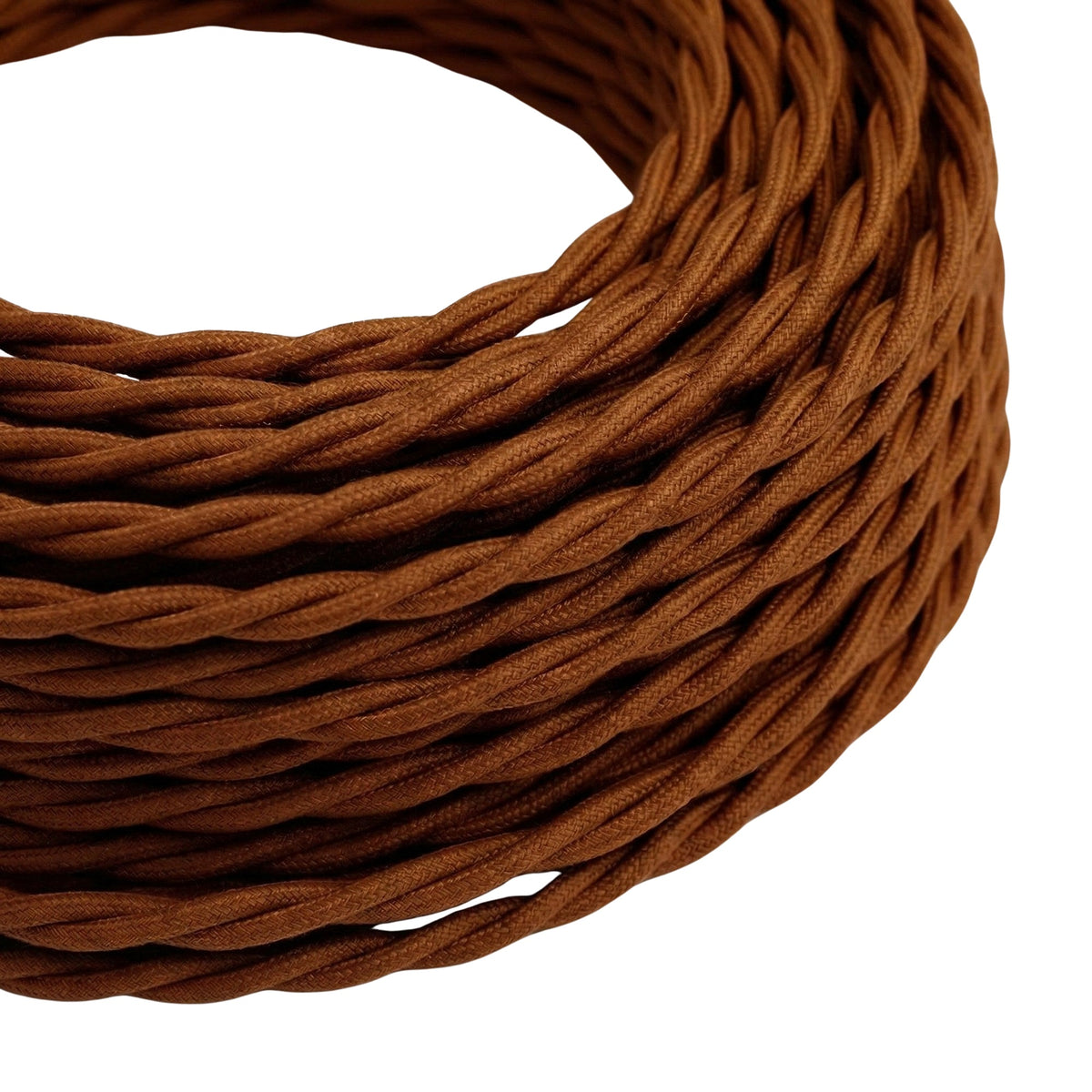 Cable textil trenzado de algodón – Marrón canela