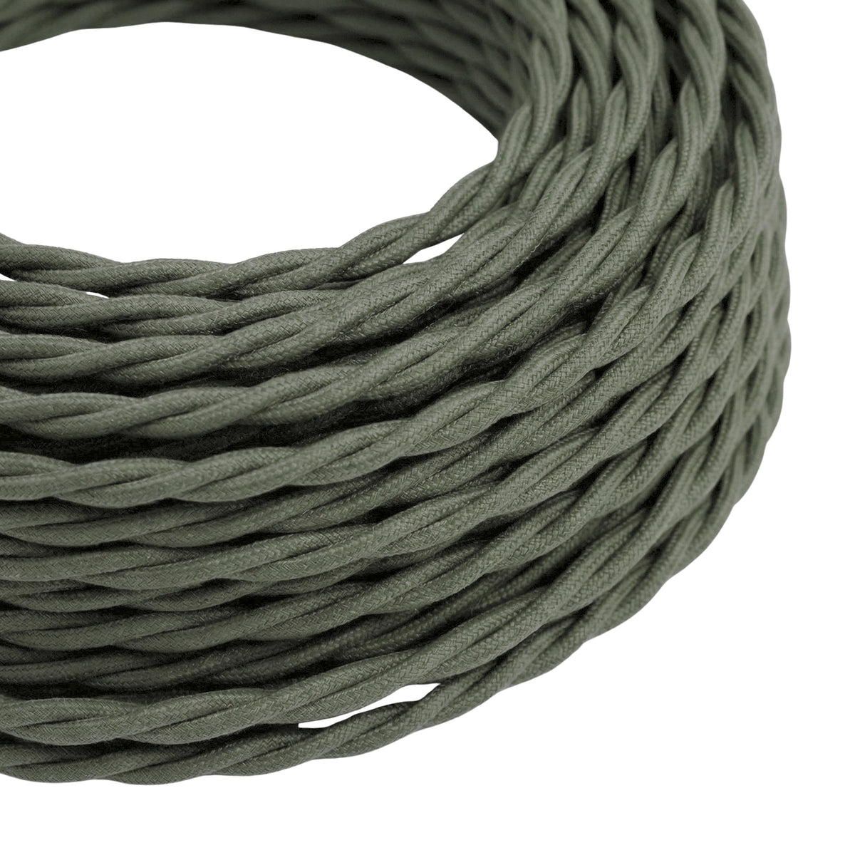 Cable textil trenzado de algodón – Verde salvia