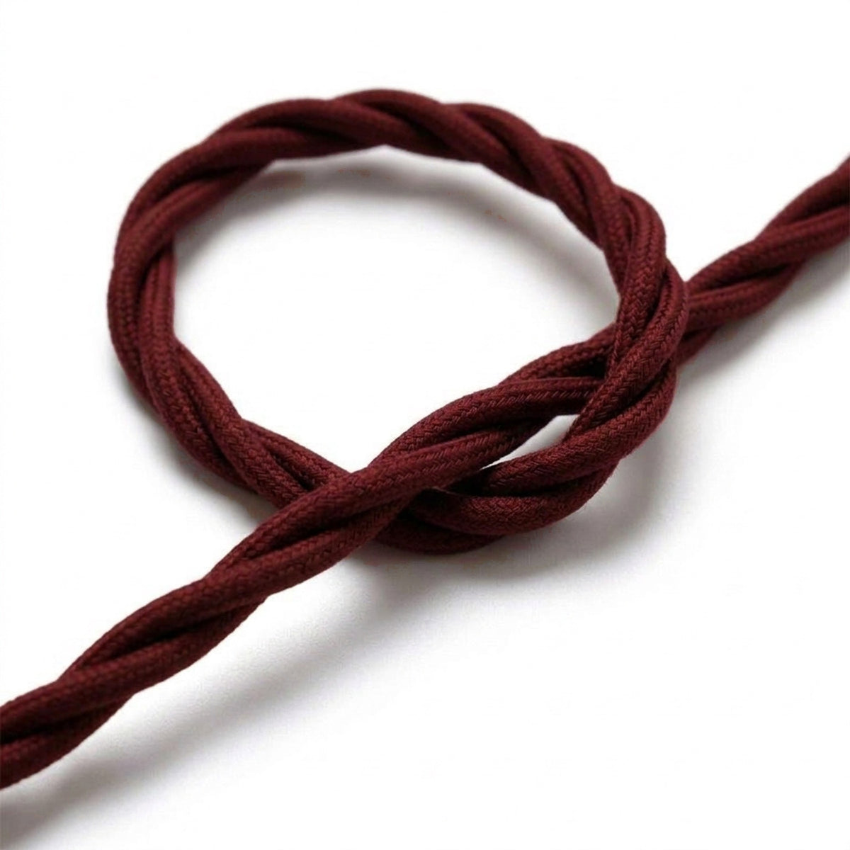 Cable textil trenzado efecto seda – Burdeos