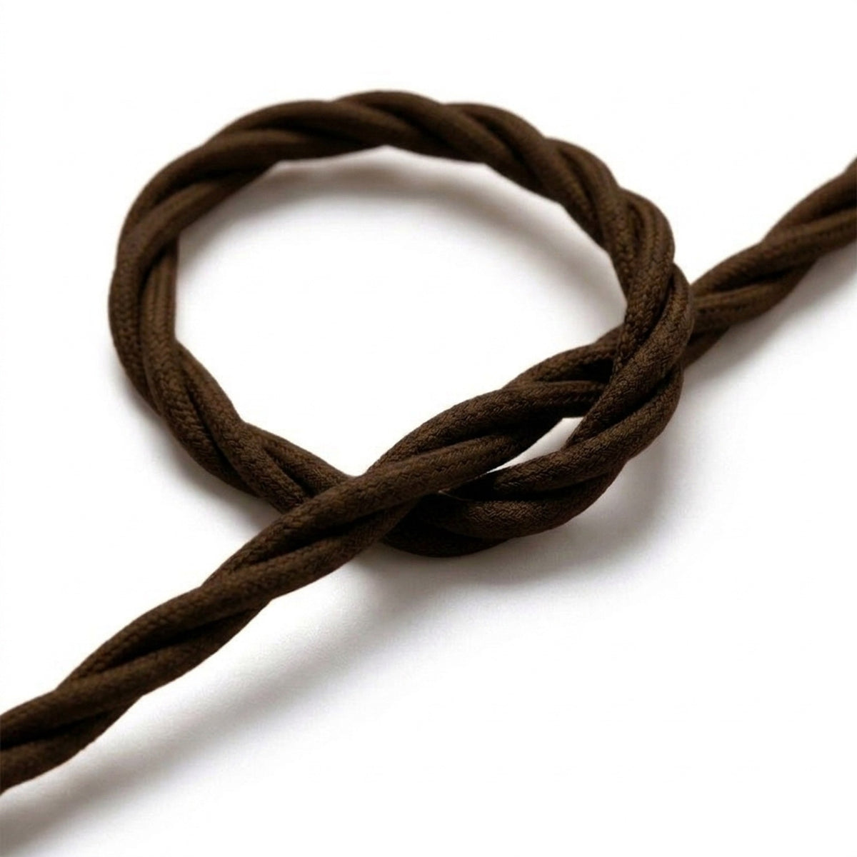 Cable textil trenzado efecto seda – Marrón espresso