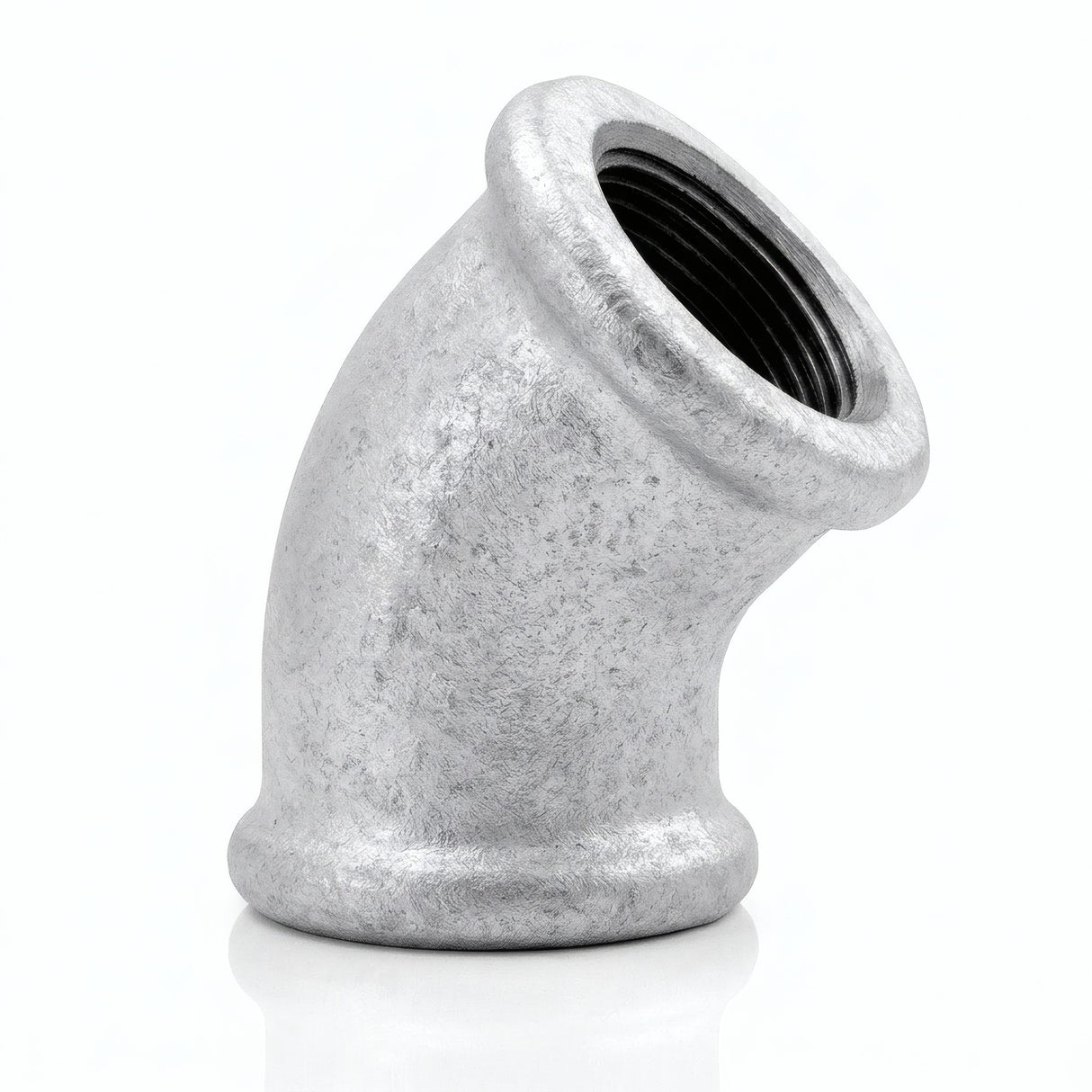 Codo 45° H/H de fundición galvanizada - foto de producto sobre fondo blanco 19
