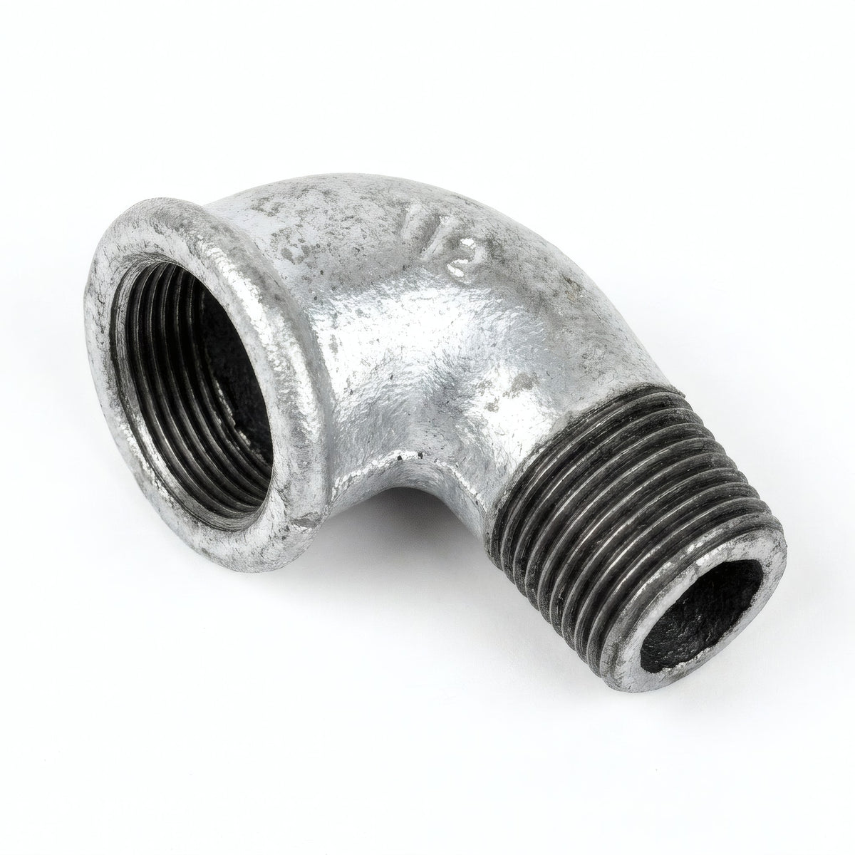 Codo de radio pequeño 90° M/H de fundición galvanizada - foto de producto sobre fondo blanco 6