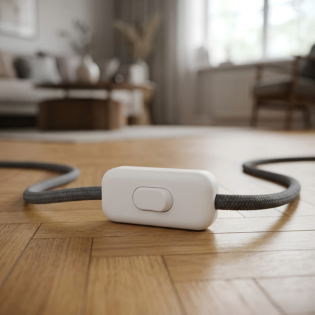 Interruptor bipolar de balancín para cable de lámpara — Blanco