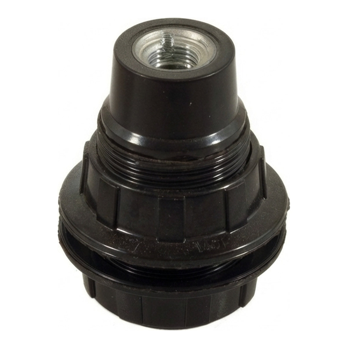 Portalámparas E14 de baquelita con doble anillo — Negro