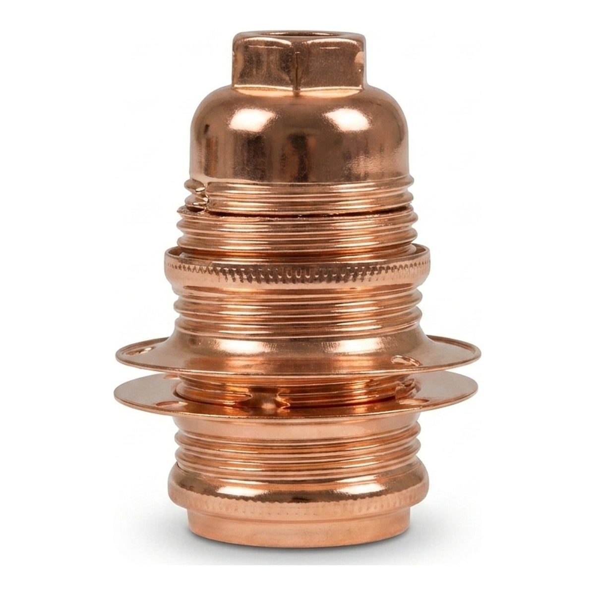 Portalámparas E14 de metal con doble anillo para pantalla — Cónico de plástico / Cobre
