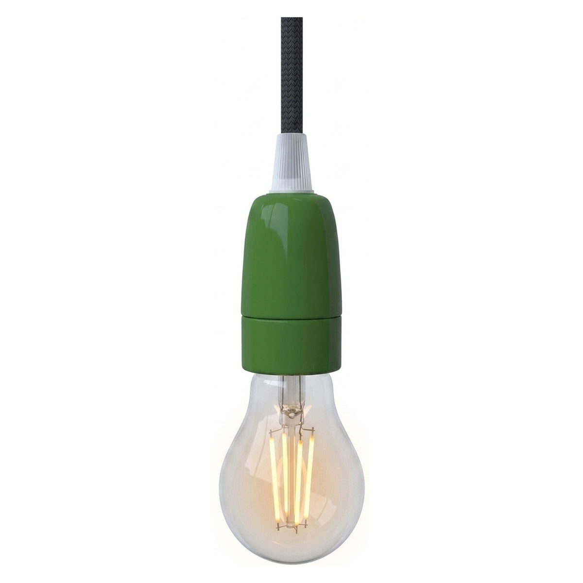 Portalámparas E14 de porcelana — Verde