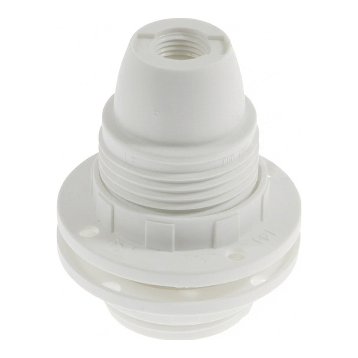 Portalámparas E14 de termoplástico con doble anillo — Blanco