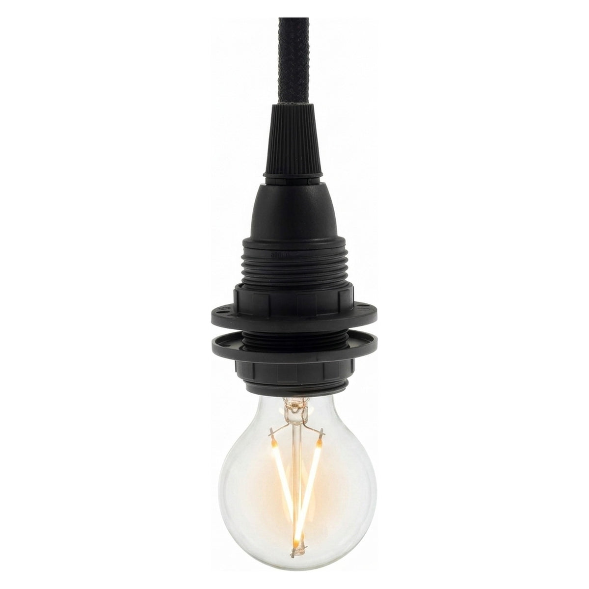 Portalámparas E14 de termoplástico con doble anillo — Negro