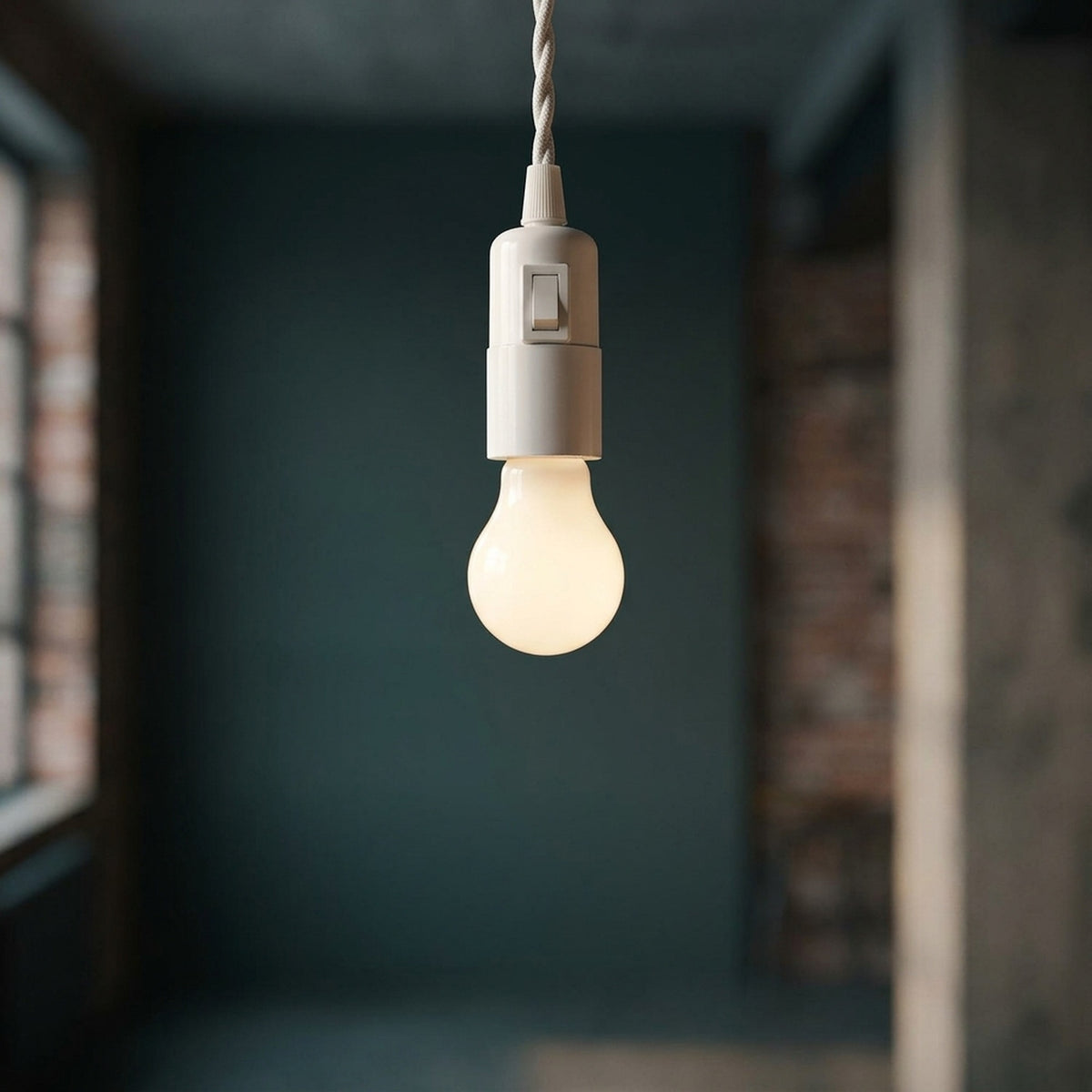 Portalámparas E27 de baquelita con interruptor — Blanco