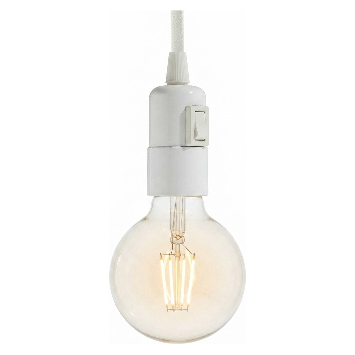 Portalámparas E27 de baquelita con interruptor — Blanco