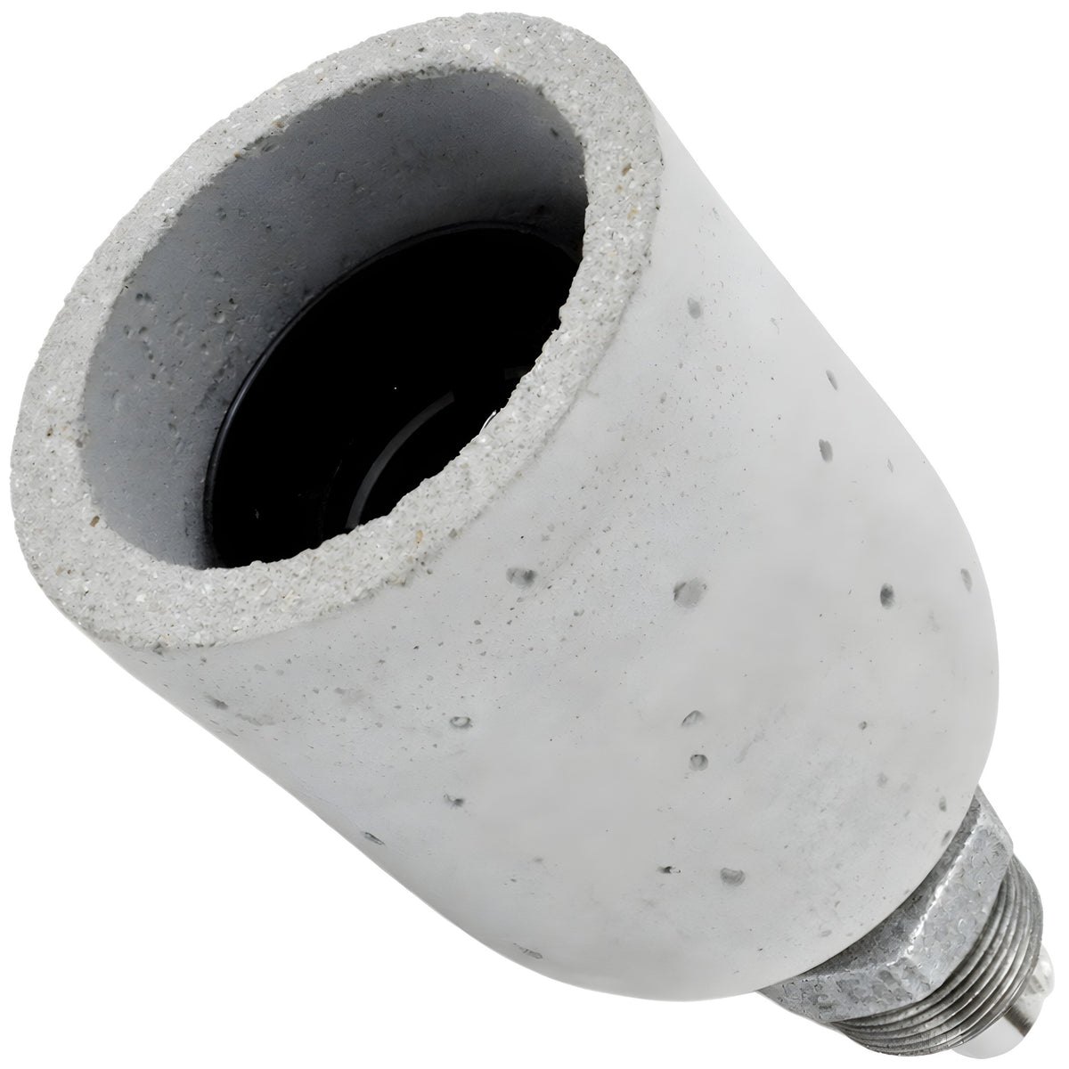 Kit portalámparas E27 de hormigón gris claro sobre racor macho de hierro fundido galvanizado