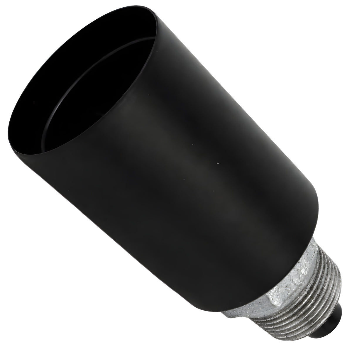 Kit portalámparas E27 de metal liso negro sobre racor macho de hierro fundido galvanizado