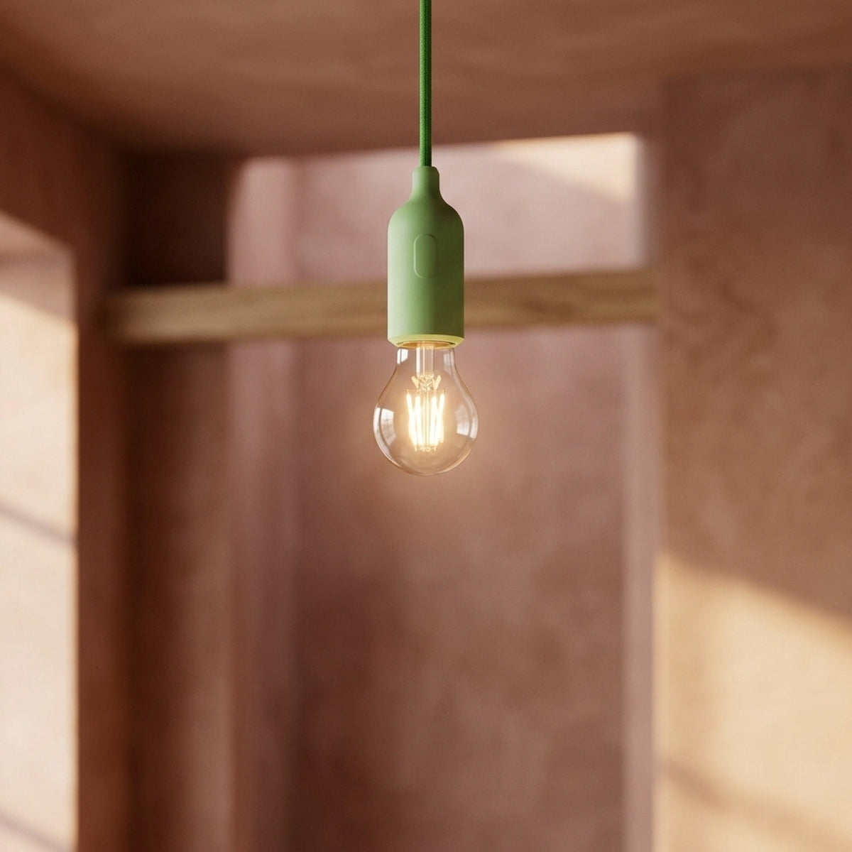 Portalámparas E27 de silicona con interruptor — Verde prado