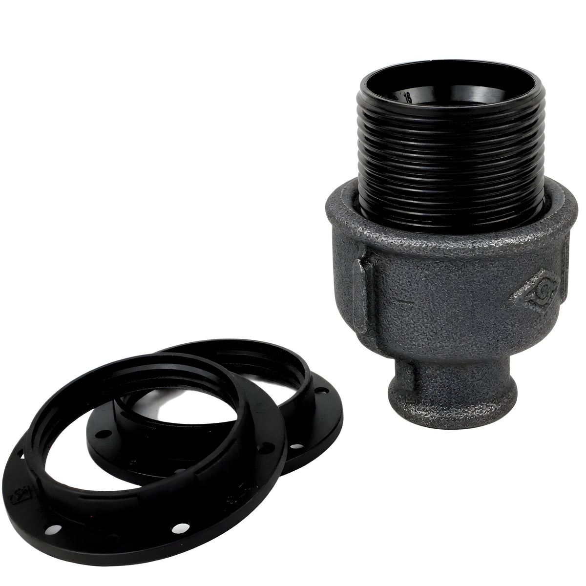 Kit portalámparas E27 de baquelita sobre racor 1/2'' (15x21mm) hembra de hierro fundido negro económico