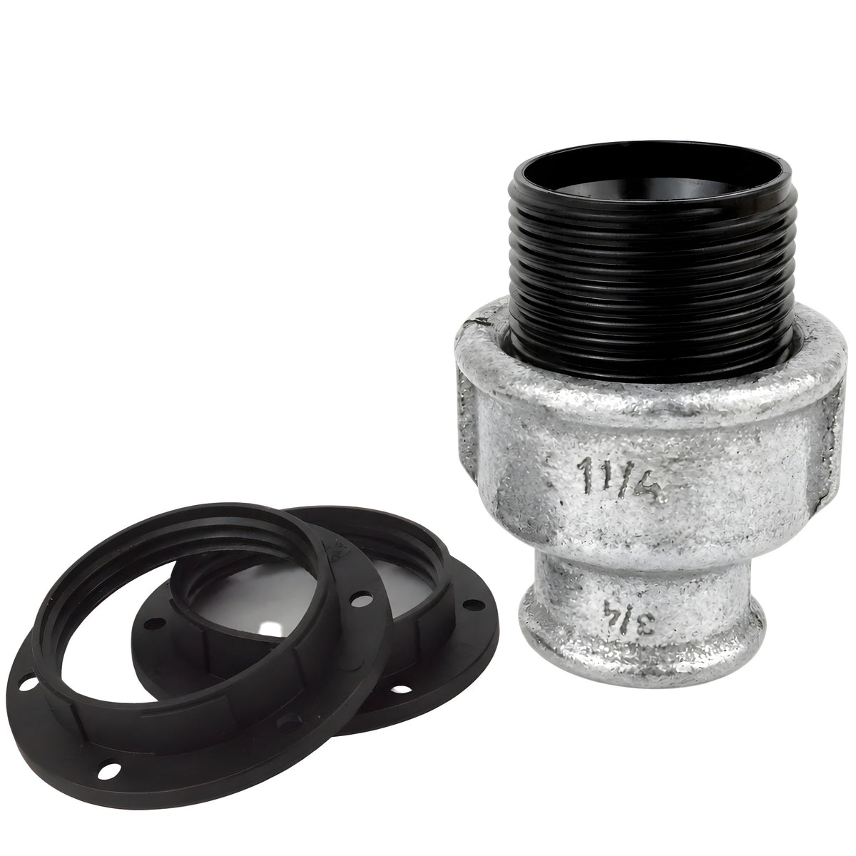 Kit portalámparas E27 de baquelita sobre racor hembra de hierro fundido galvanizado