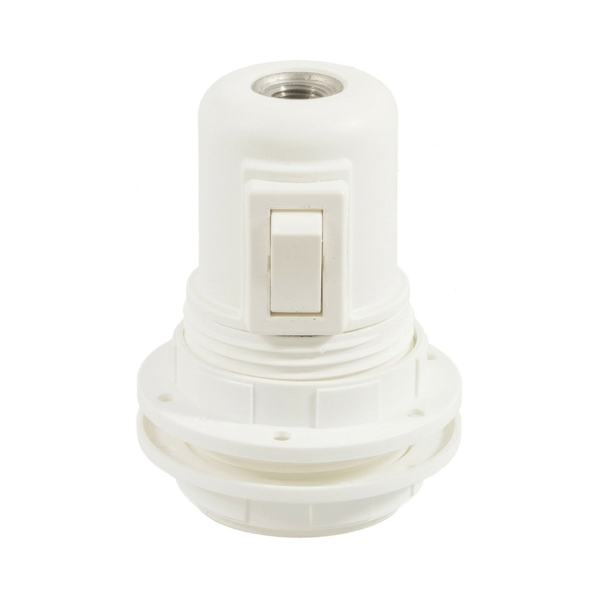 Portalámparas E27 termoplástico doble anillo e interruptor — Blanco