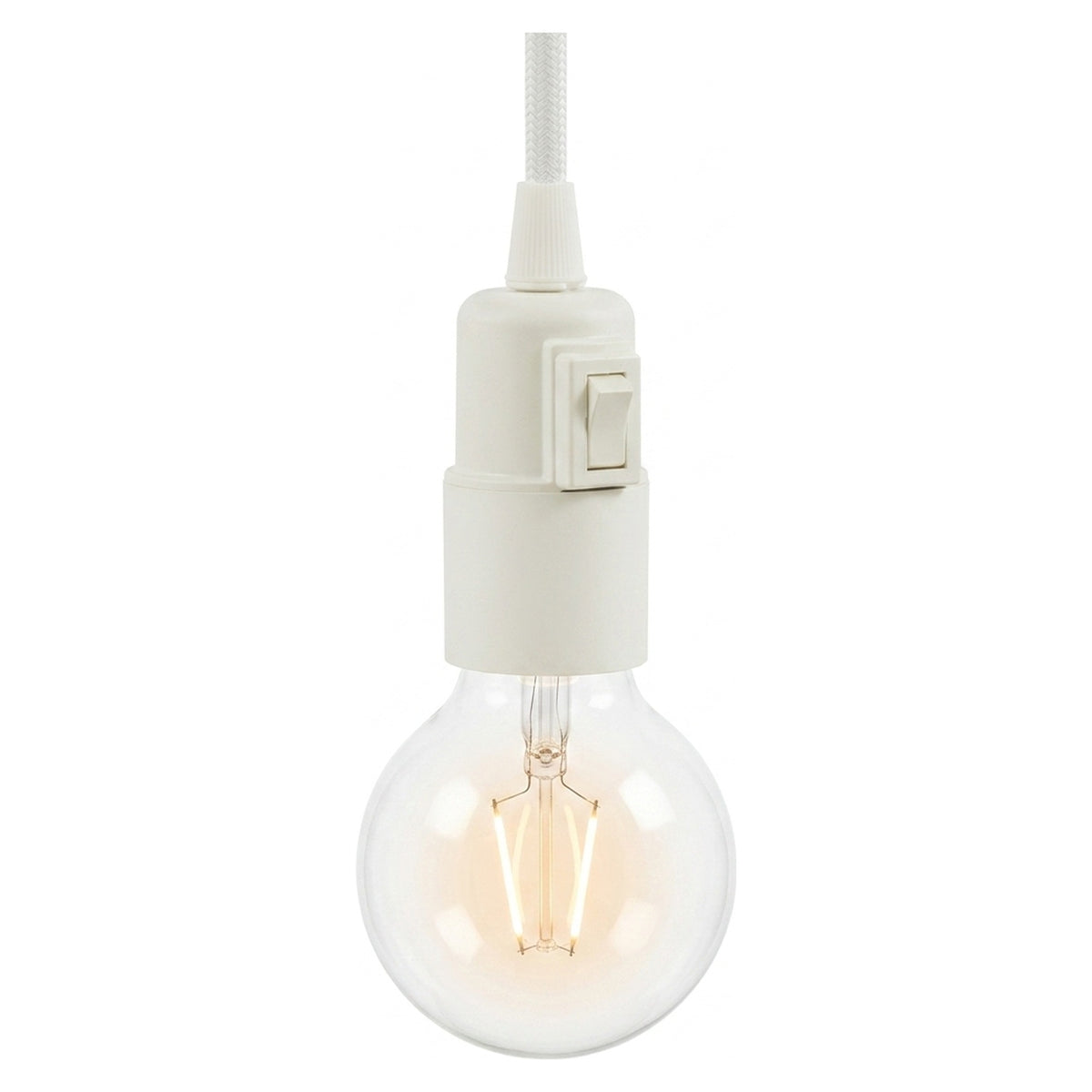 Portalámparas E27 de termoplástico con interruptor — Blanco