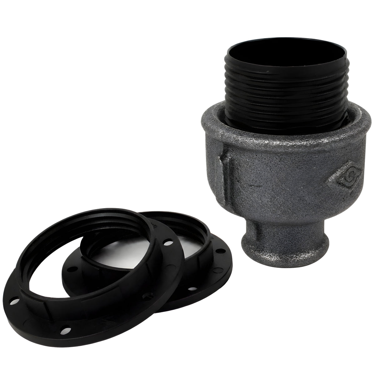 Kit portalámparas E27 de termoplástico sobre racor 1/2'' (15x21mm) hembra de hierro fundido negro económico
