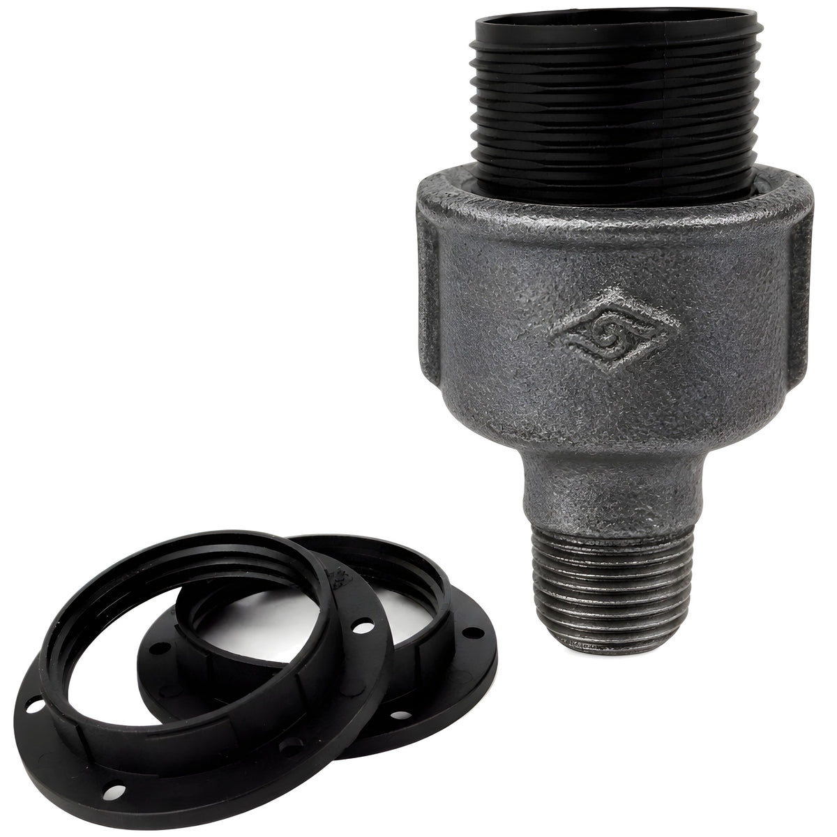 Kit portalámparas E27 de termoplástico sobre racor 1/2'' (15x21mm) macho de hierro fundido negro económico