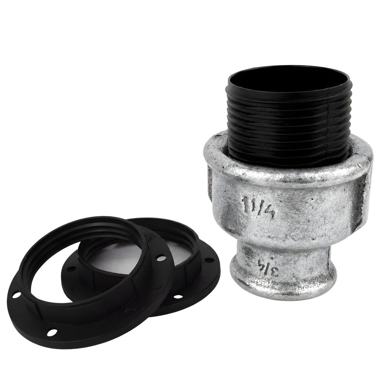 Kit portalámparas E27 de termoplástico sobre racor hembra de hierro fundido galvanizado