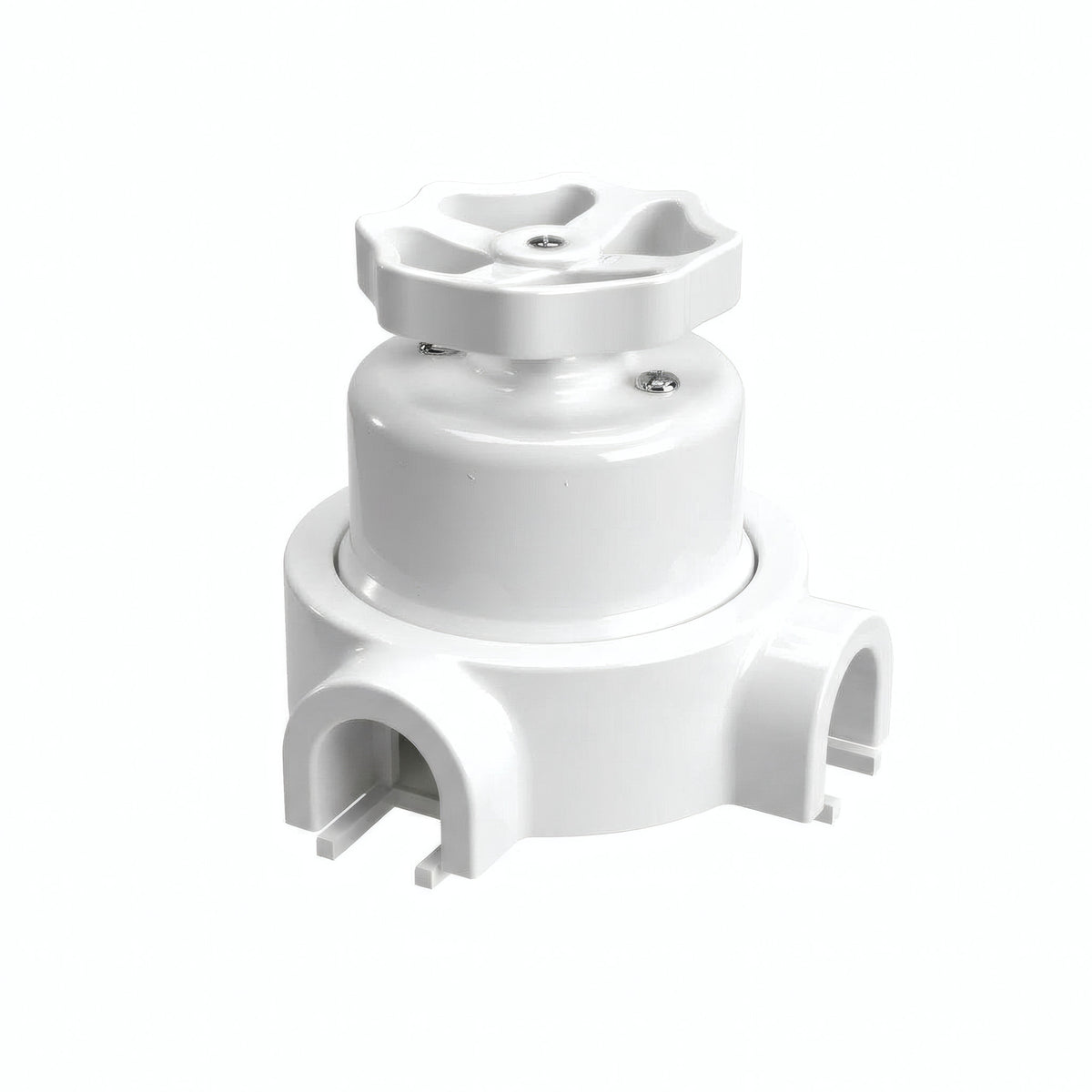 Kit conmutador de porcelana con botón y base — Blanco / Blanco / 2 salidas