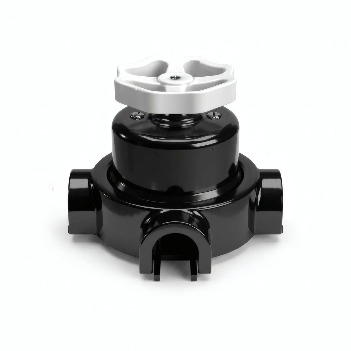 Kit conmutador de porcelana con botón y base — Negro / Blanco / 3 salidas