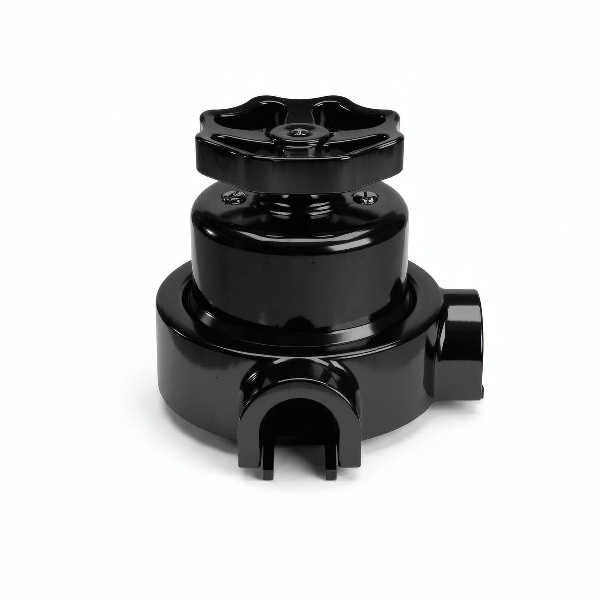 Kit conmutador de porcelana con botón y base — Negro / Negro / 2 salidas