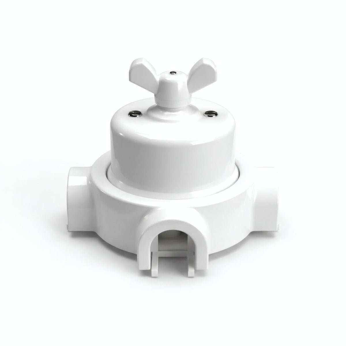 Kit conmutador de porcelana con tuerca de mariposa y base — Blanco / Blanco / 3 salidas