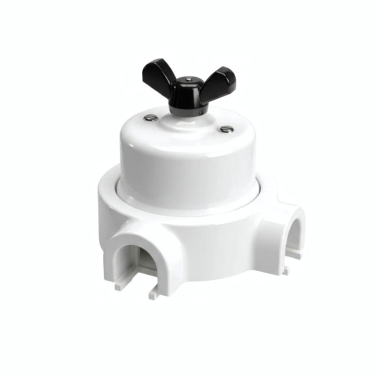 Kit conmutador de porcelana con tuerca de mariposa y base — Blanco / Negro / 2 salidas