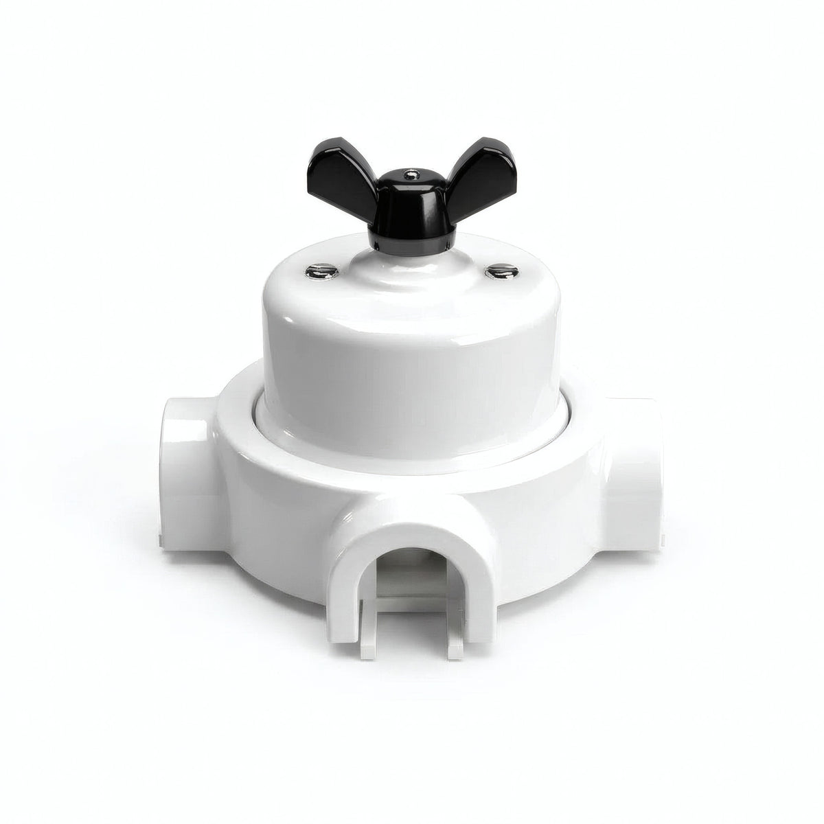 Kit conmutador de porcelana con tuerca de mariposa y base — Blanco / Negro / 3 salidas