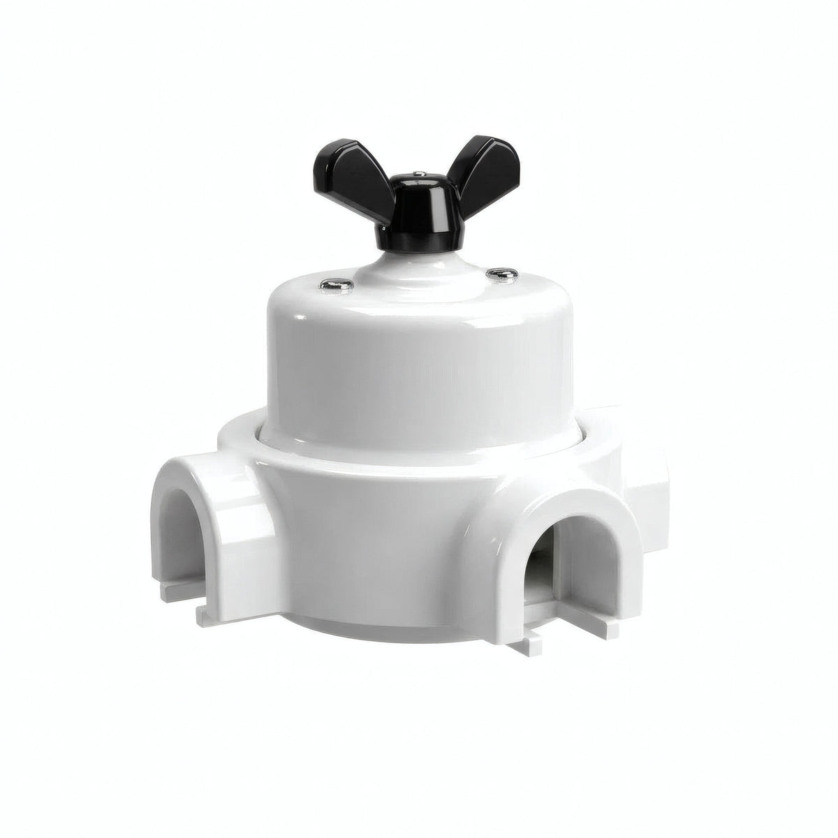 Kit conmutador de porcelana con tuerca de mariposa y base — Blanco / Negro / 3 salidas