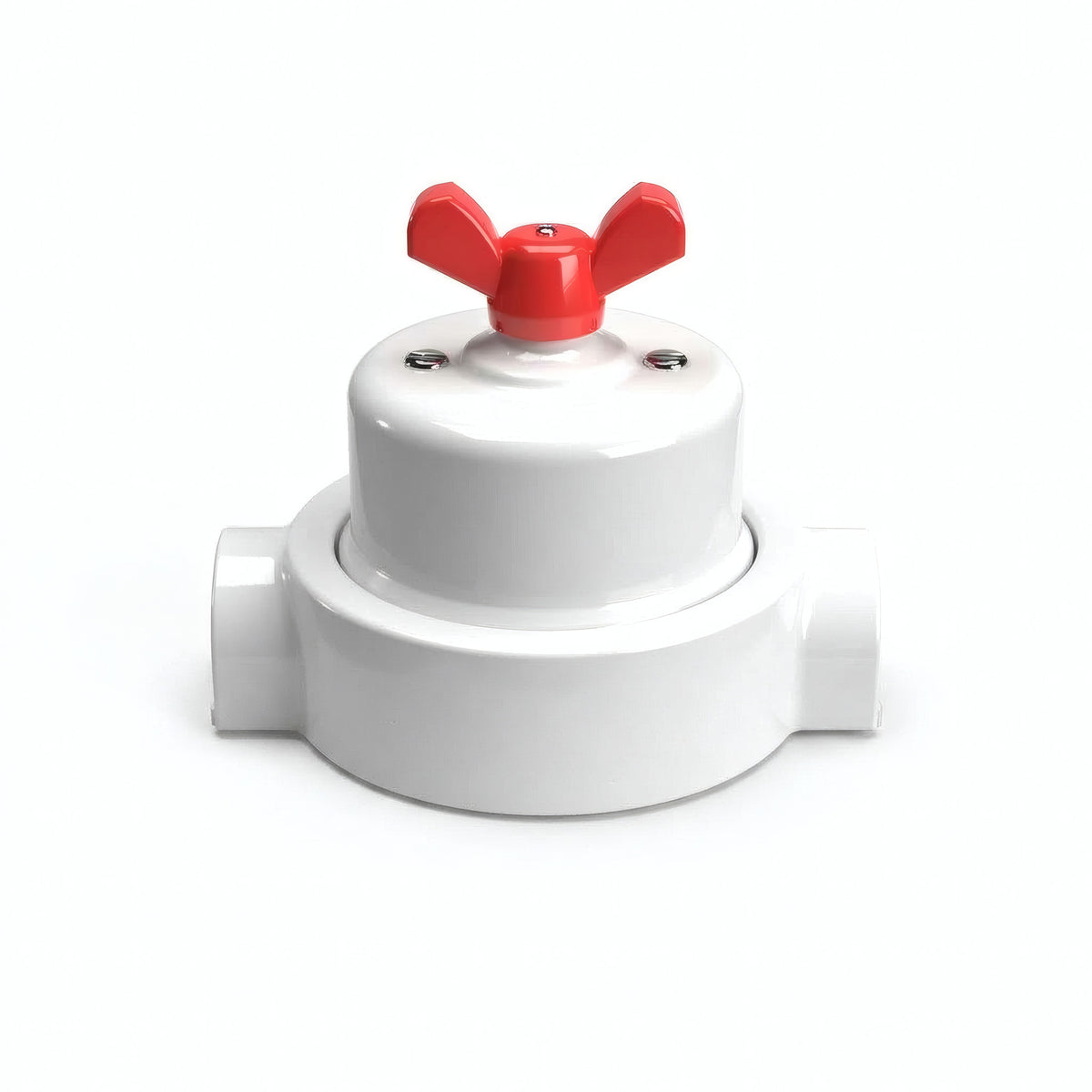 Kit conmutador de porcelana con tuerca de mariposa y base — Blanco / Rojo / 2 salidas en línea