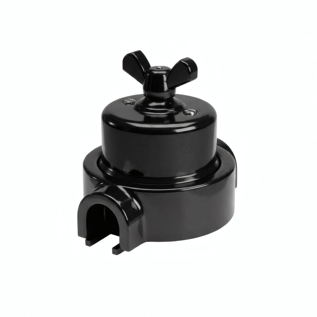 Kit conmutador de porcelana con tuerca de mariposa y base — Negro / Negro / 1 salida