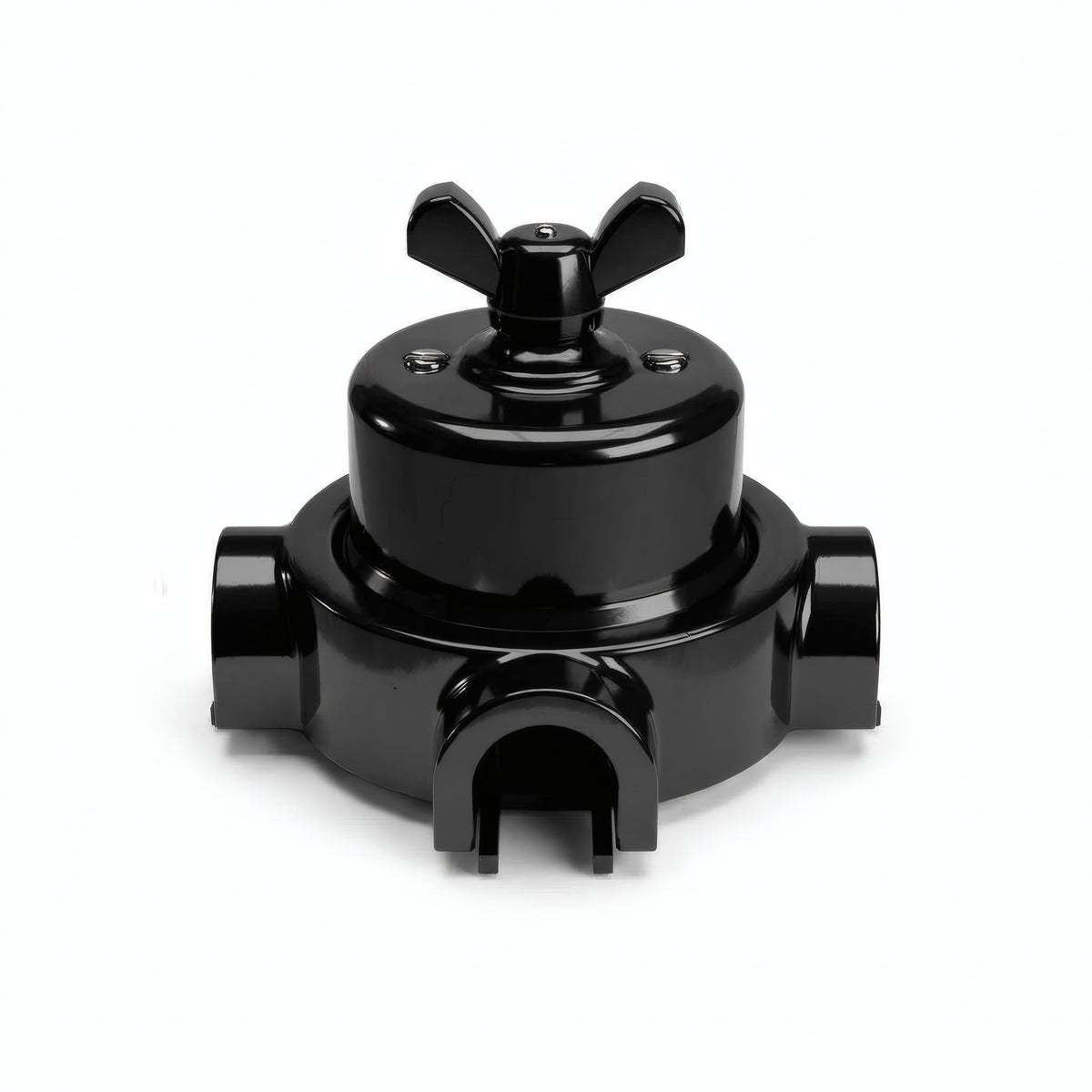 Kit conmutador de porcelana con tuerca de mariposa y base — Negro / Negro / 3 salidas