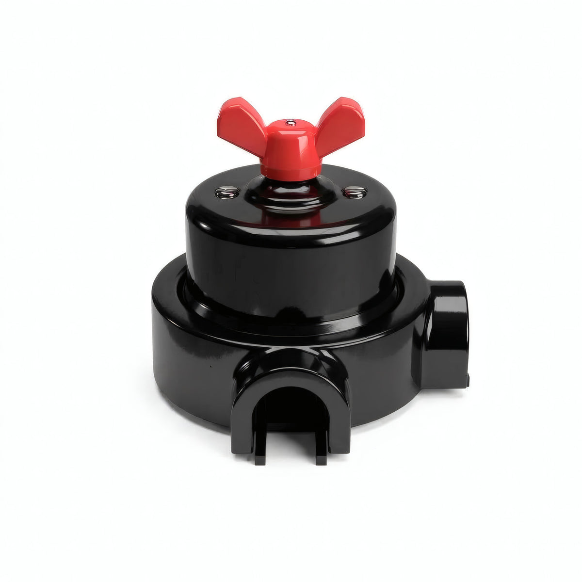 Kit conmutador de porcelana con tuerca de mariposa y base — Negro / Rojo / 2 salidas