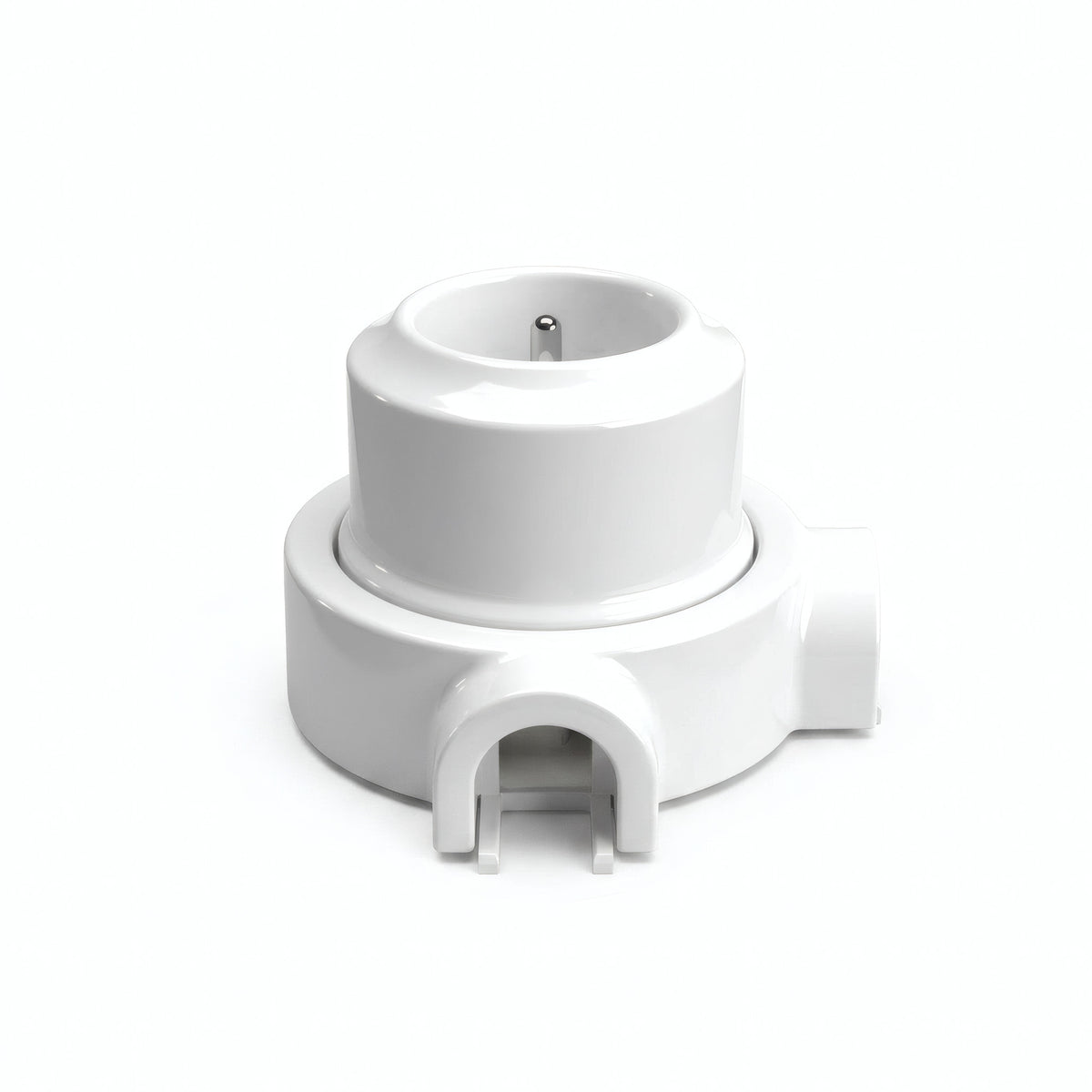 Kit toma de pared y base de porcelana — Francesa 2P+T 16 A / Blanco / 2 salidas